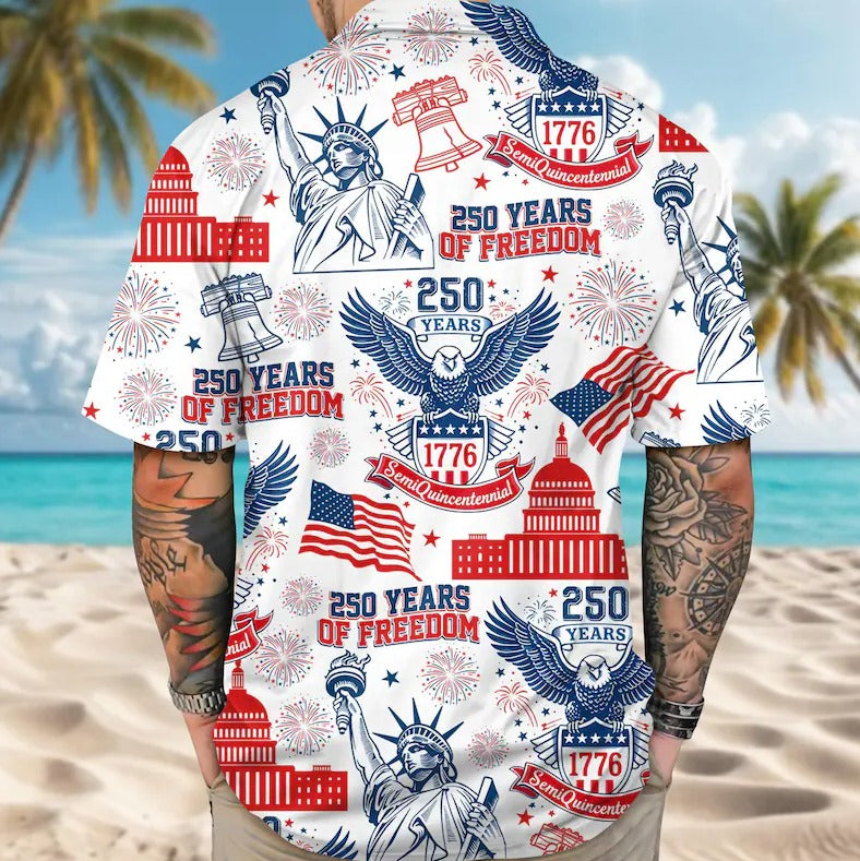 USA 250 Years Patriotic Eagle Hawaiian Shirt For Men Women