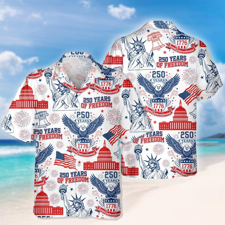 USA 250 Years Patriotic Eagle Hawaiian Shirt For Men Women